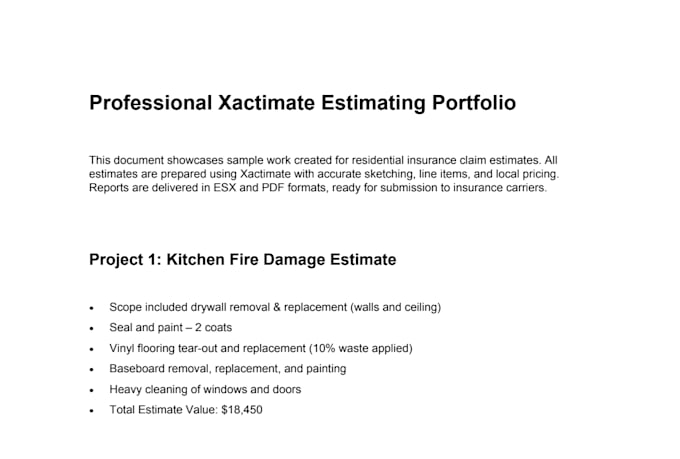 create a professional xactimate estimate for insurance claims